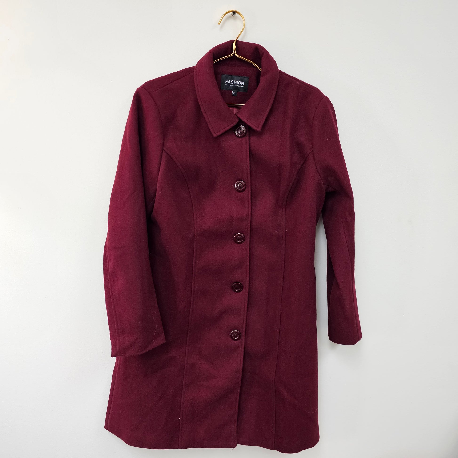 #Wool Solid Coat Maroon XL - Fashion Collection - DQ Distribution