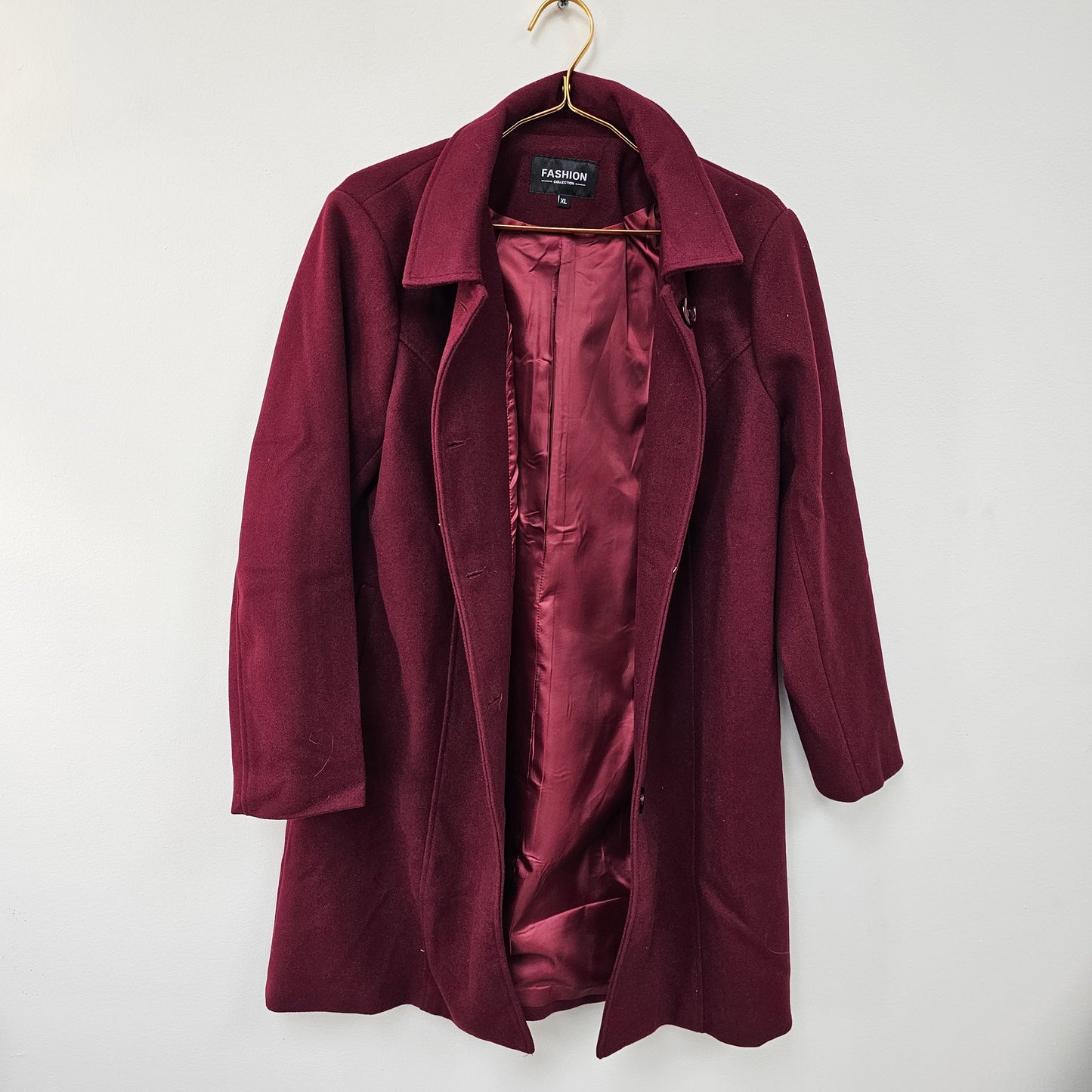 #Wool Solid Coat Maroon XL - Fashion Collection - DQ Distribution