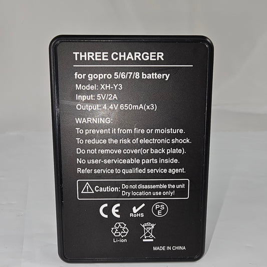 #Three Charger for GoPro 5/6/7/8 Battery XH-Y3 - DQ Distribution