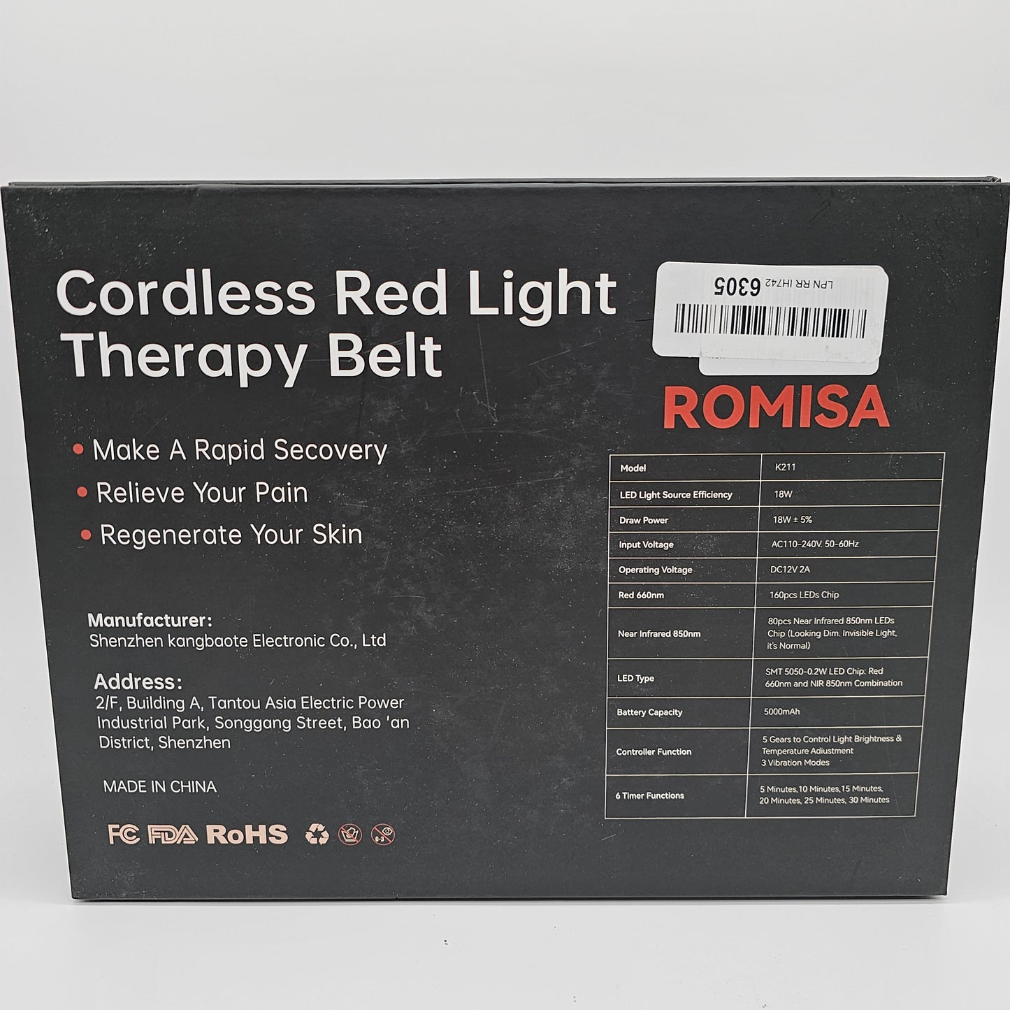 Cordless Red Light Therapy Belt Romisa K211 - DQ Distribution