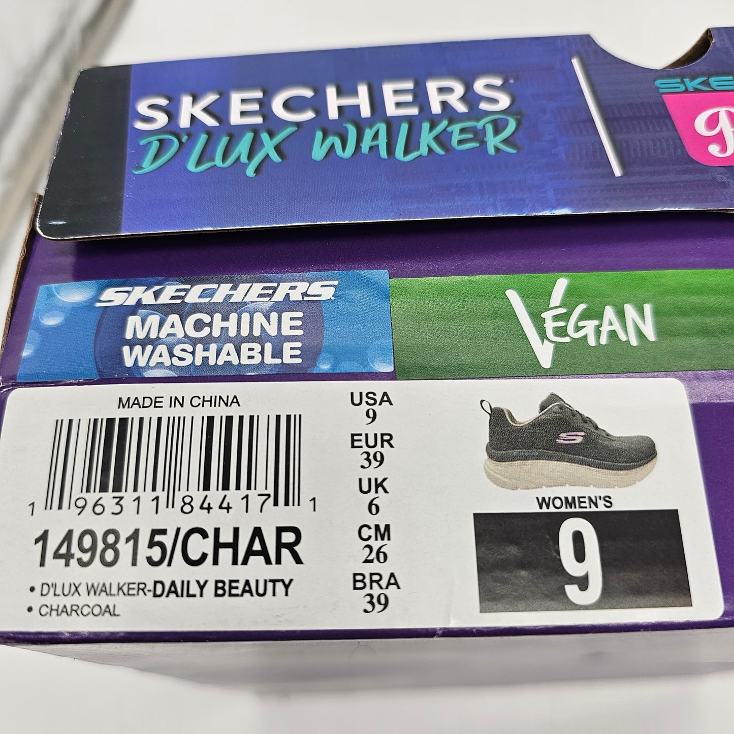 D'Lux Walker Shoes W/ Air-Cooled Memory Foam 9 US Charcoal- Skechers 149815 - DQ Distribution