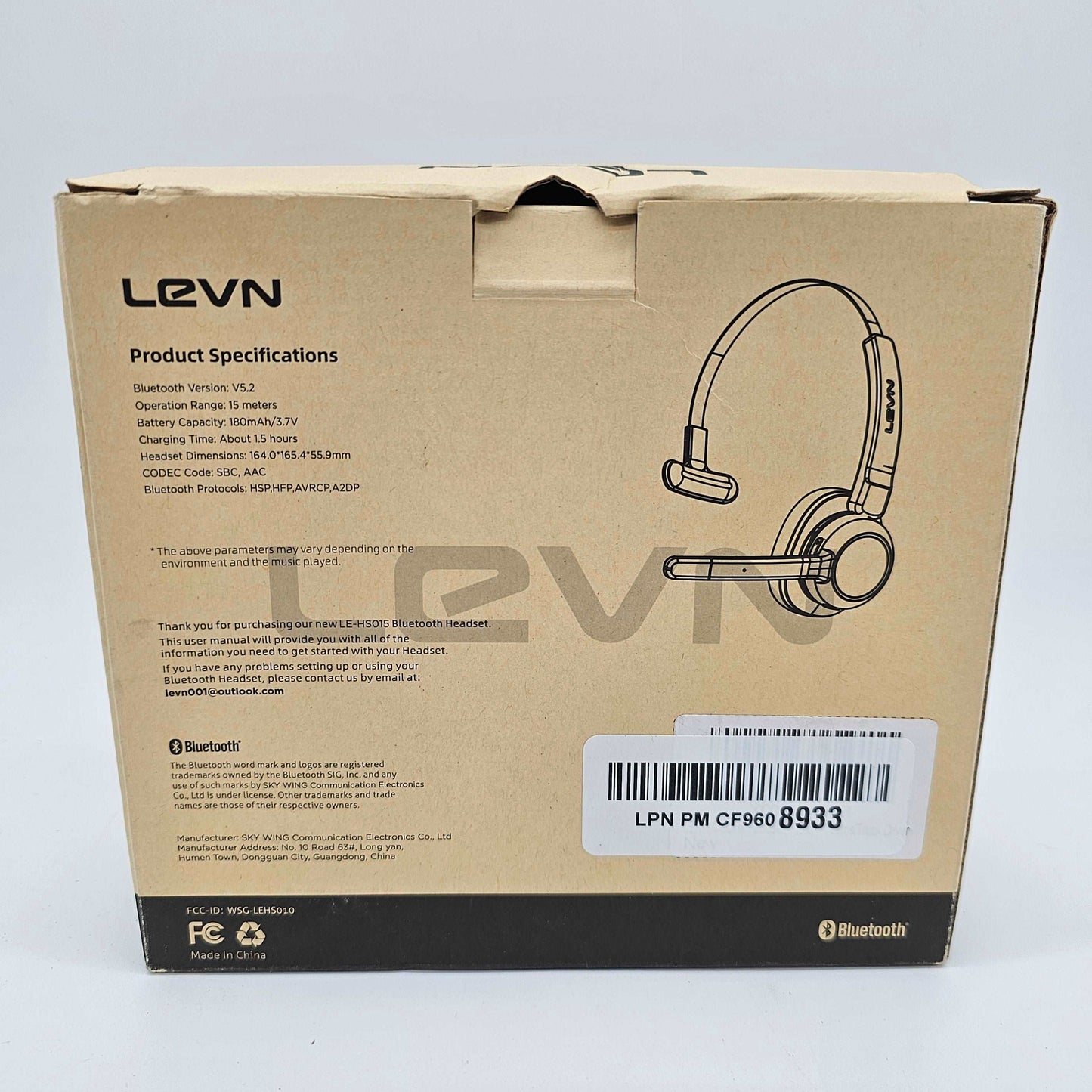 Bluetooth Headset Levn LE-HS015 - DQ Distribution