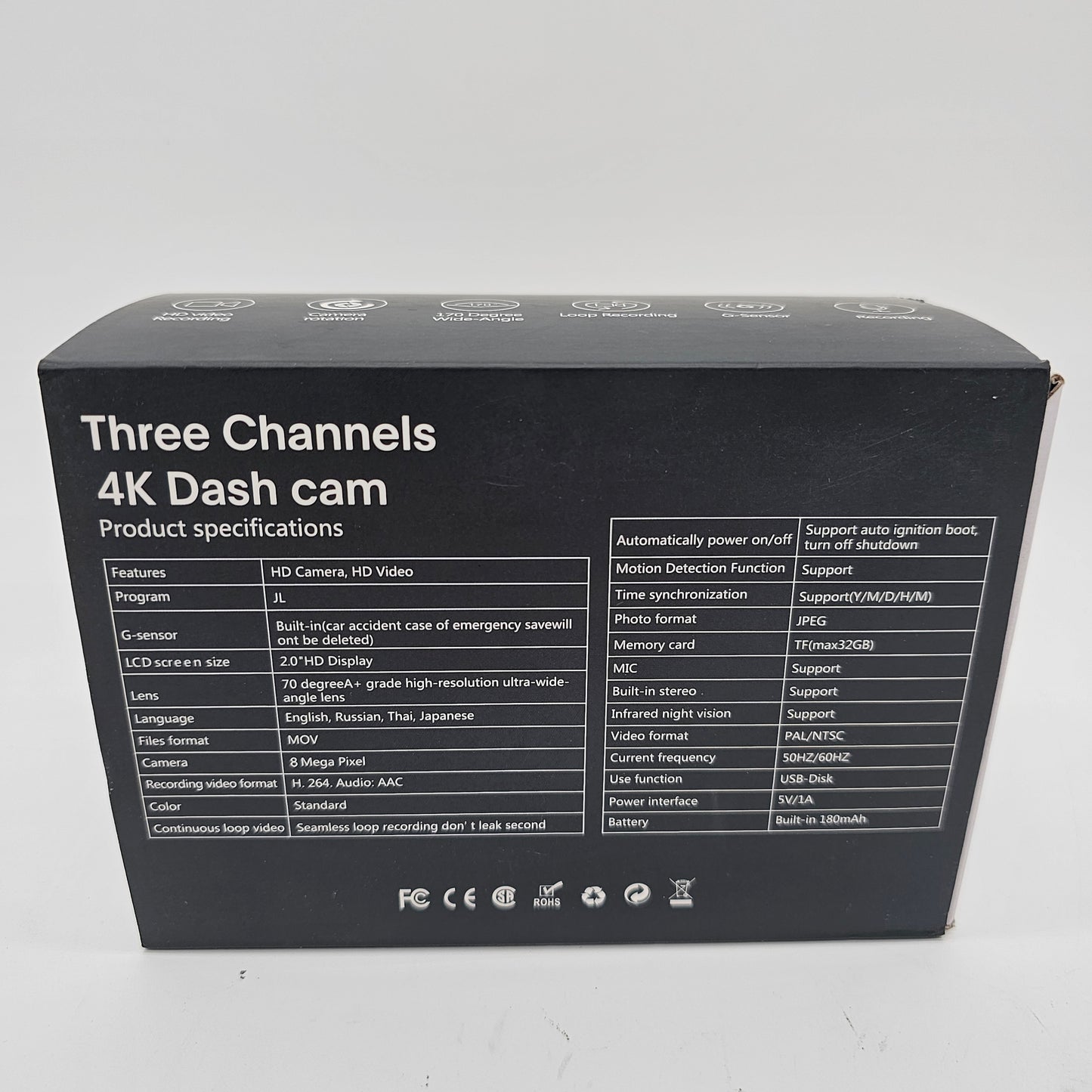 4K Dash Cam Three Channels