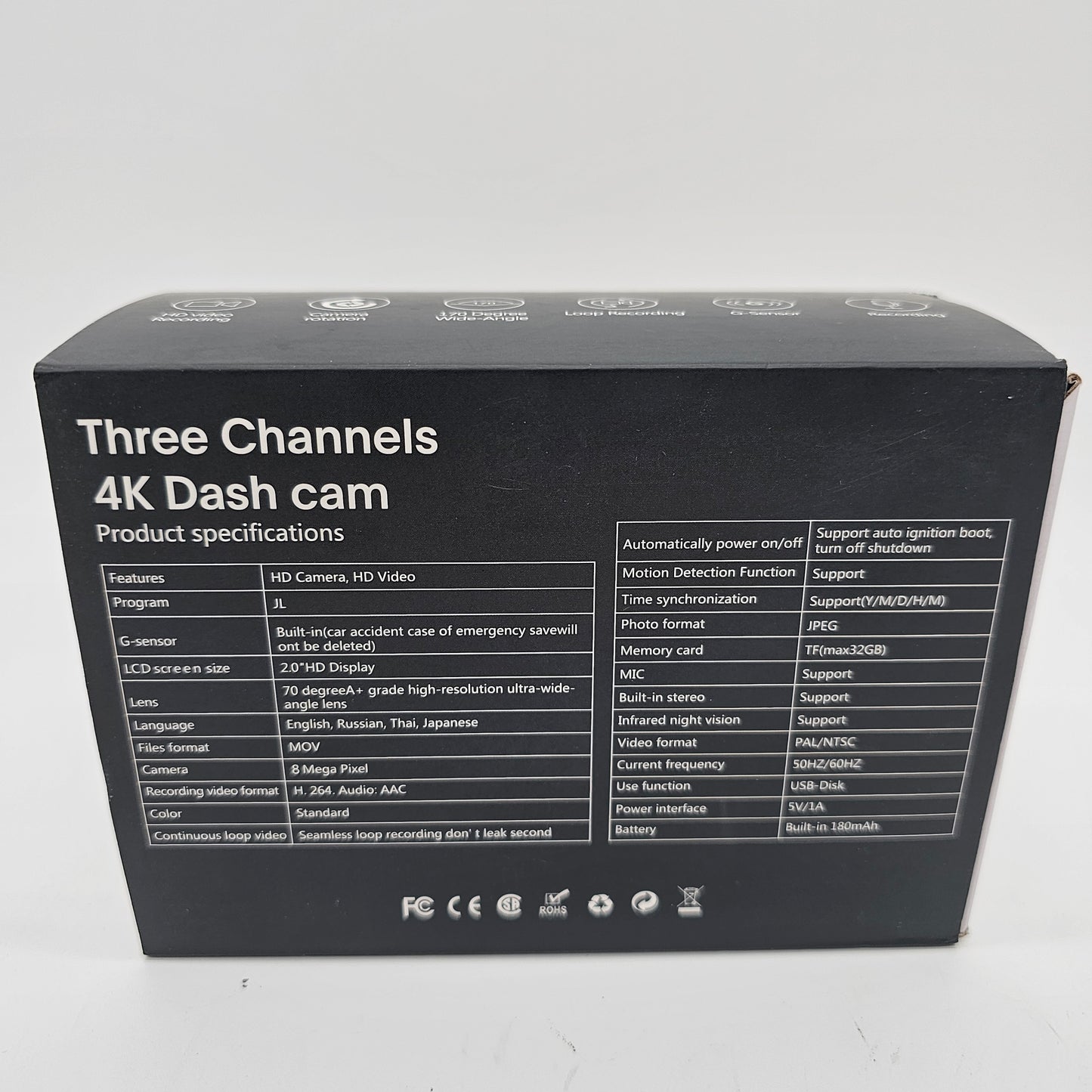 4K Dash Cam Three Channels