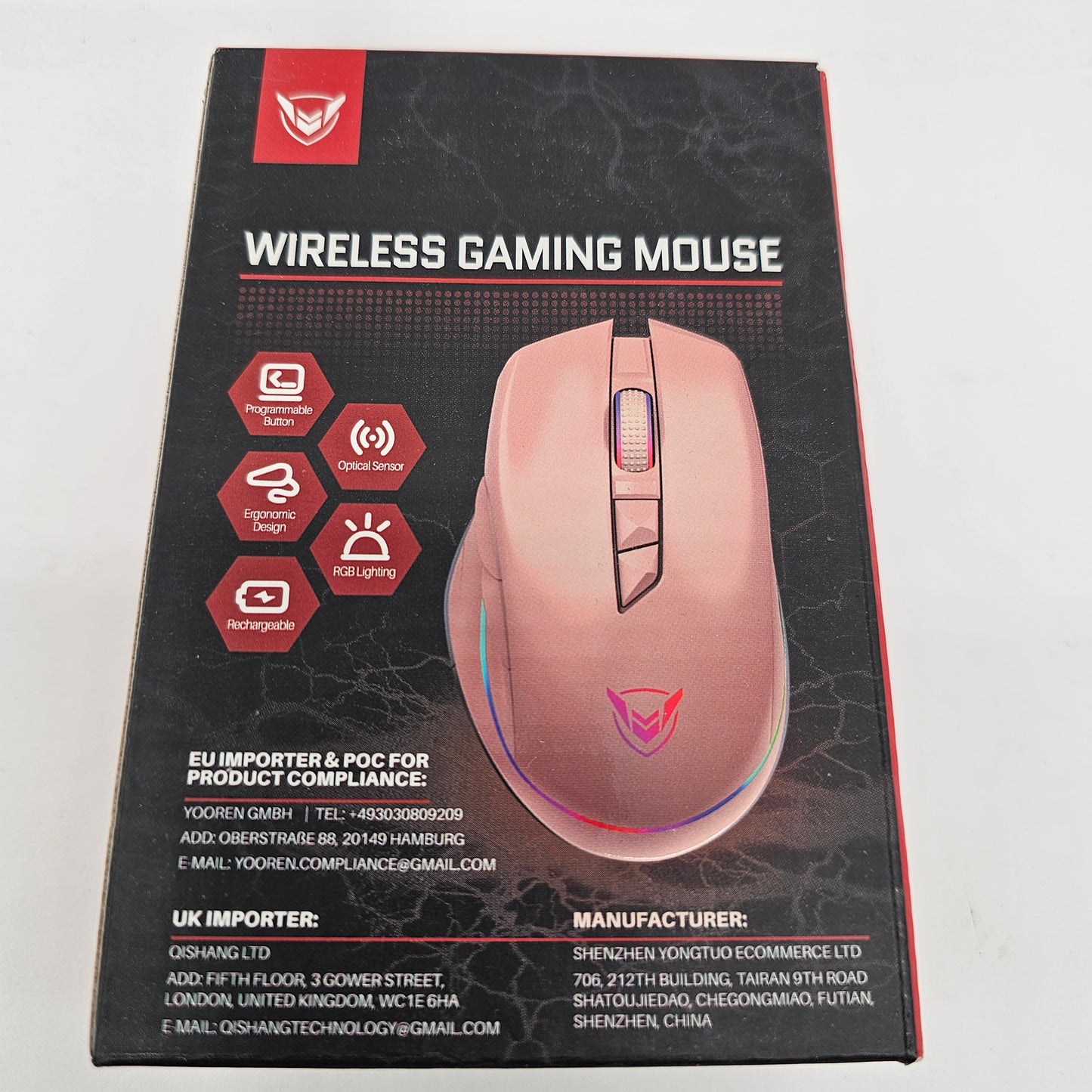 Pictek PC255A Wireless/Wired RGB Gaming Mouse - 10,000 DPI, Rechargeable, 8 Programmable Buttons, Ergonomic Design