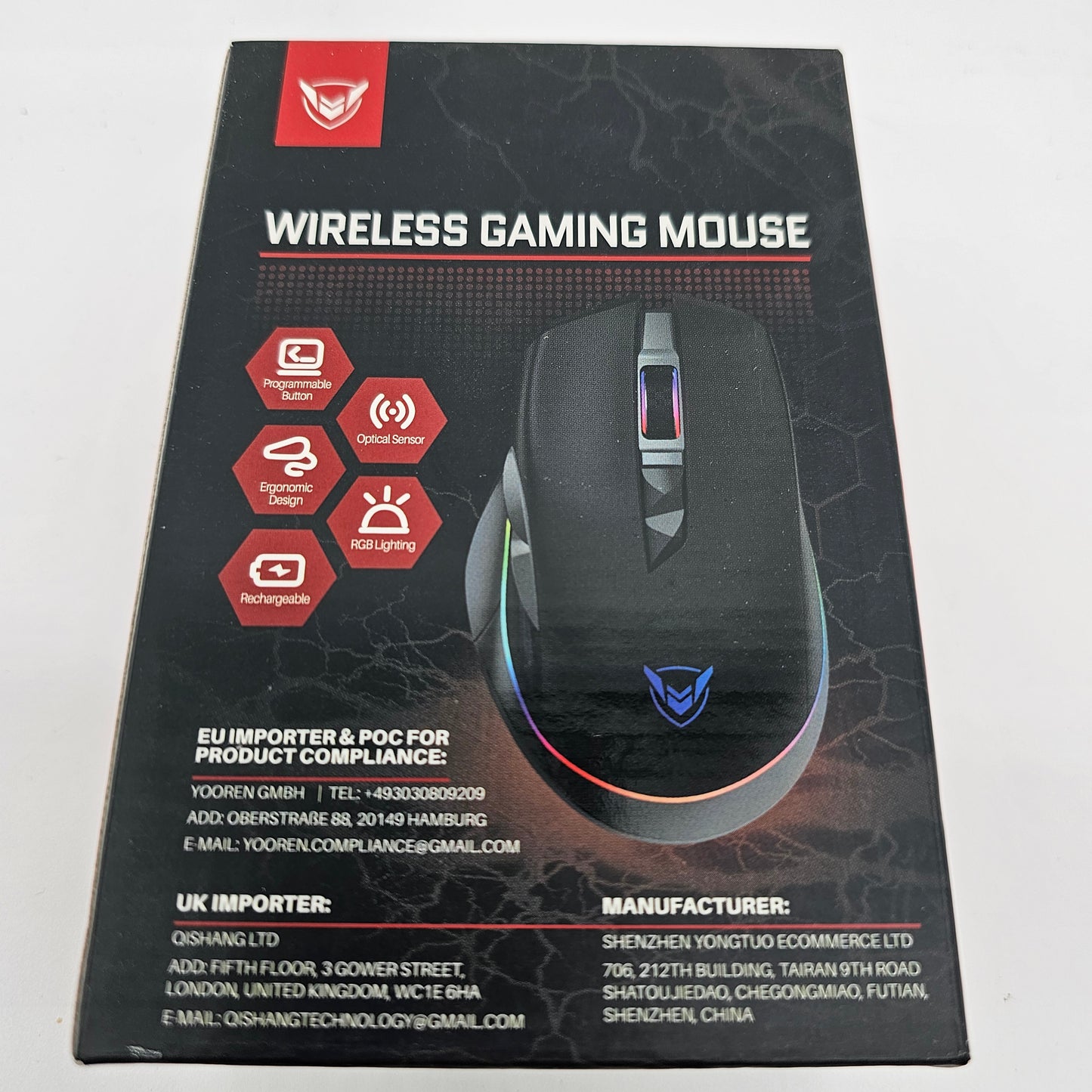 Pictek PC255A Wireless/Wired RGB Gaming Mouse - 10,000 DPI, Rechargeable, 8 Programmable Buttons, Ergonomic Design