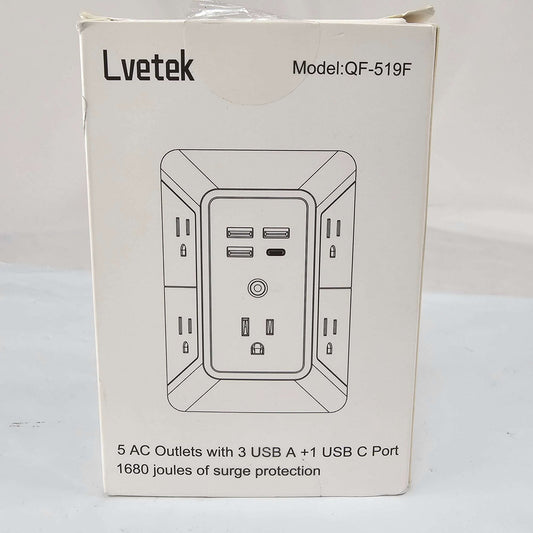 4 in 1 5 AC Outlets Surge Protection Lvetek QF-519F - DQ Distribution