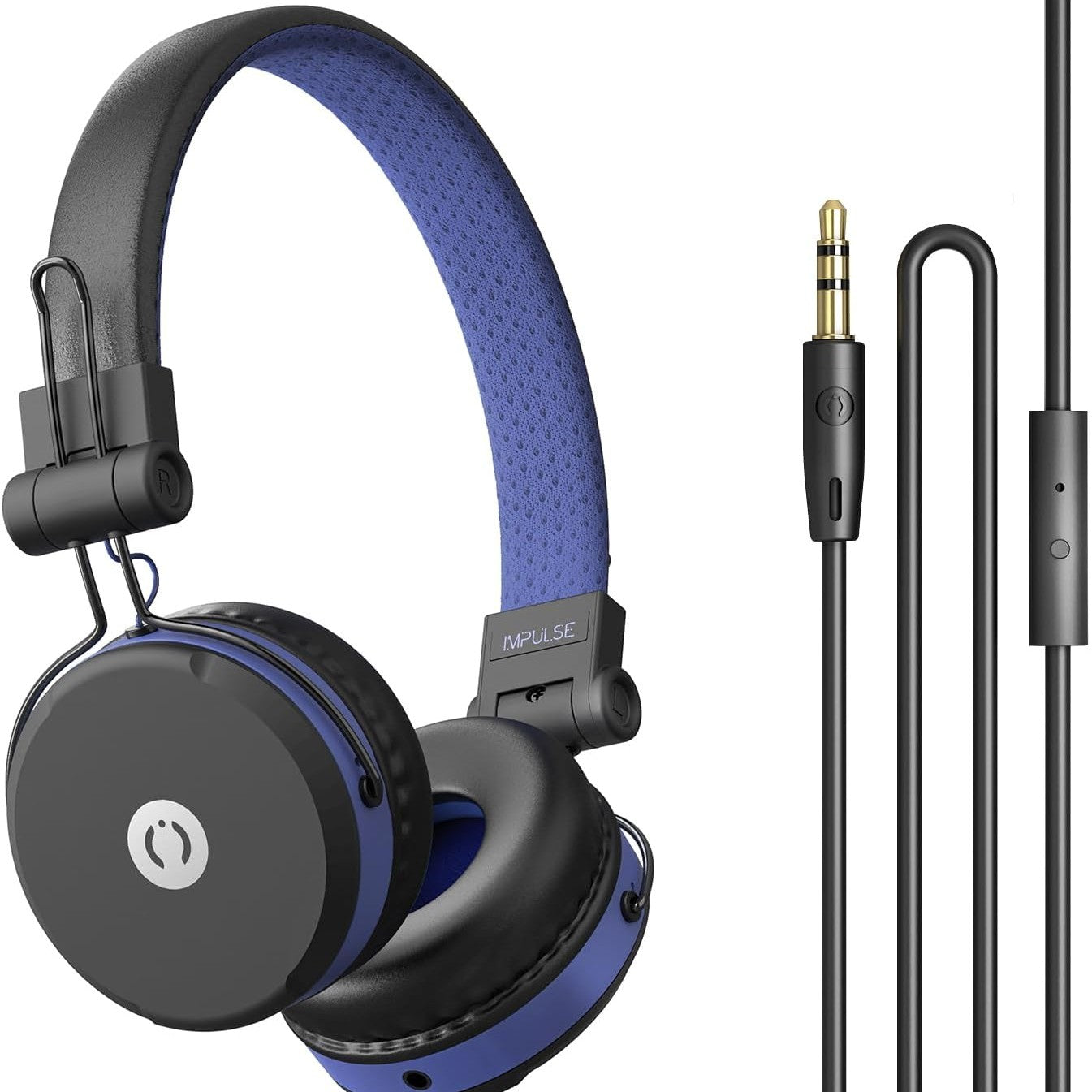 MuveAcoustics Impulse Blue Wired Over-Ear Headphones - 3.5mm Studio Headset with Bass, Perfect for Podcast, TV, PC, Gym & Recording