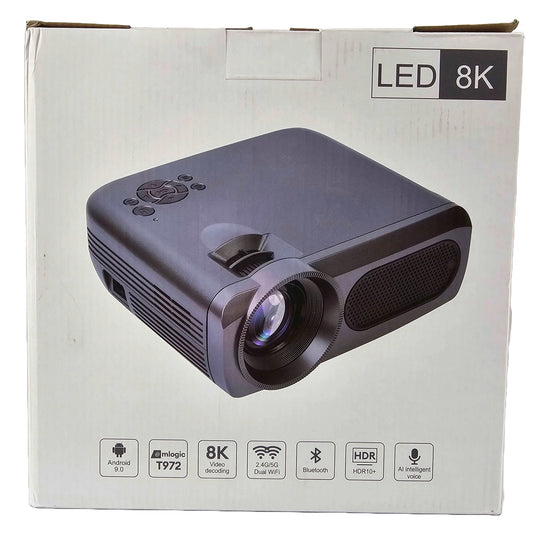 Outdoor LED 8K Movie Projector Bundle - Android 9.0, Dual WiFi, HDR10+, AI Voice Control - DQ Distribution