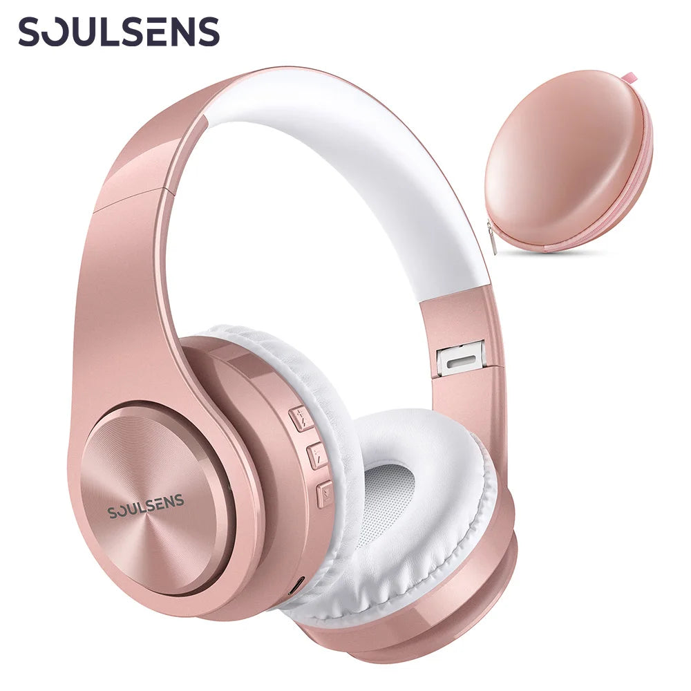 Soulsens Wireless Bluetooth Headphones: 140H Playtime, Hi-Fi Stereo Sound, Built-in Mic, Ideal for Online Classes, TV, PC, Office