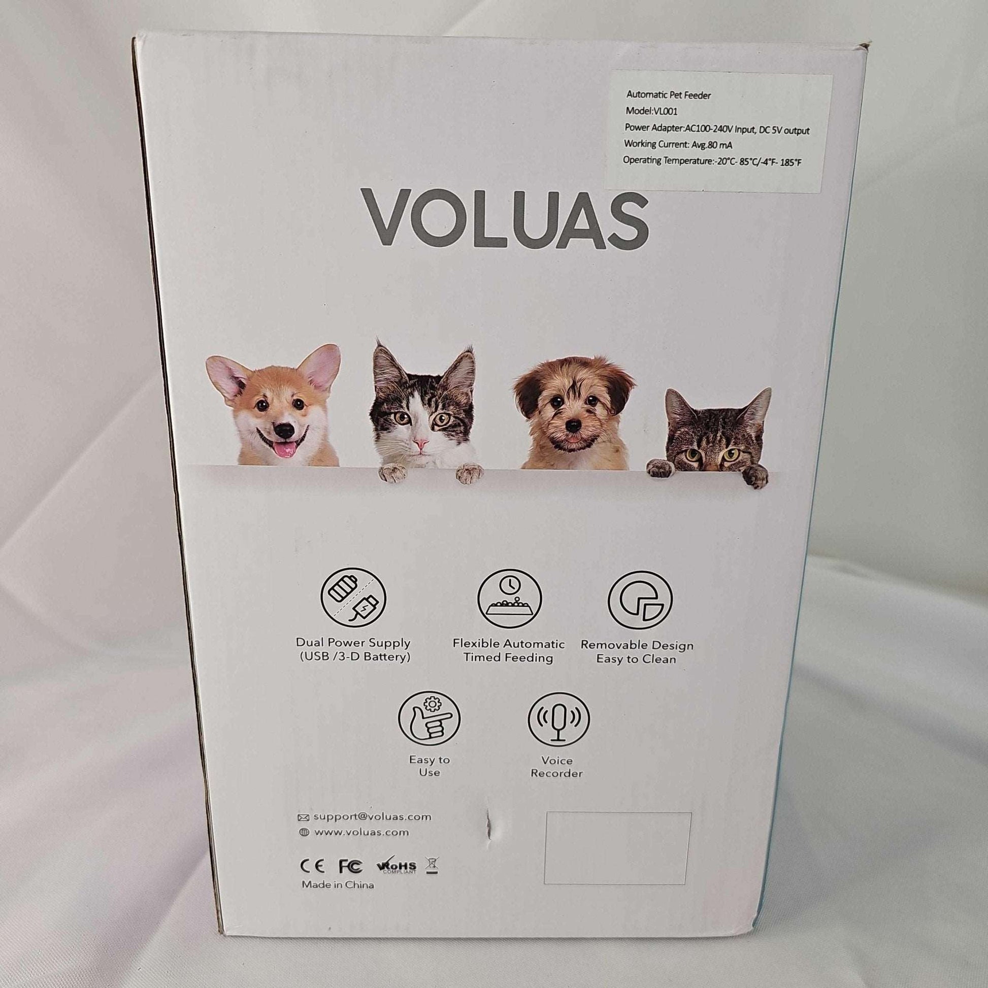 Automatic Pet Feeder 4.0L White Voluas VL001 - DQ Distribution