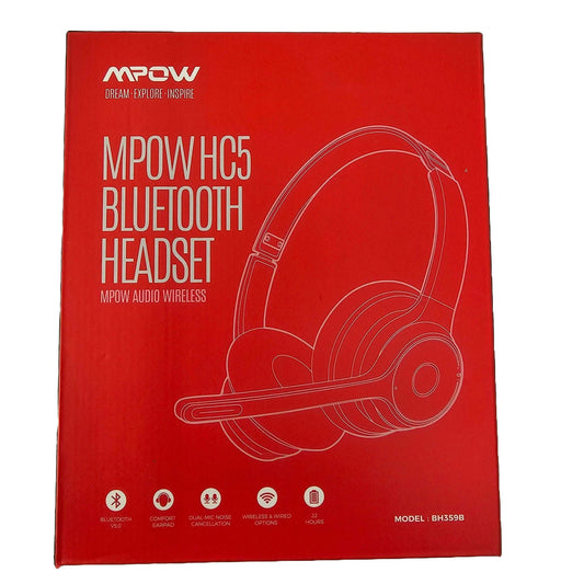 Bluetooth Headset - Dual-Mic Noise Cancellation, Wireless & Wired, 22-Hour Playtime - DQ Distribution