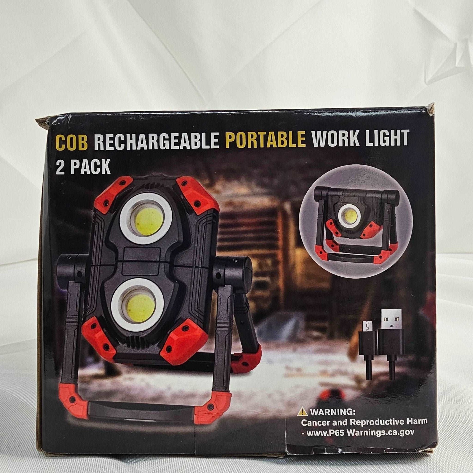 COB Rechargeable Portable Work Light 2 Pack - DQ Distribution