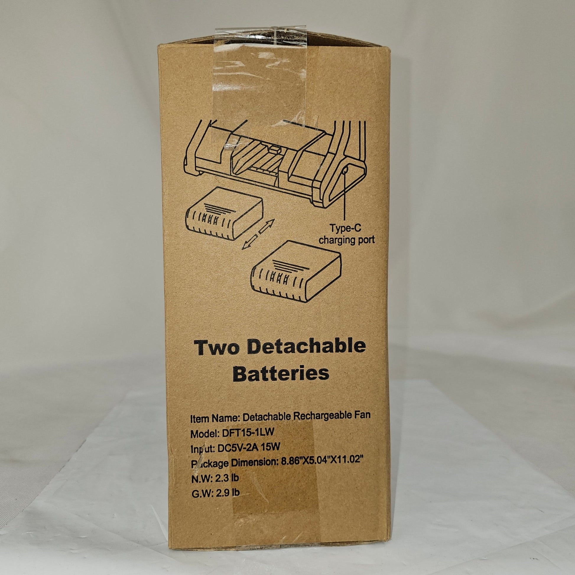 Detachable Rechargable Fan DFT15-1LW - DQ Distribution