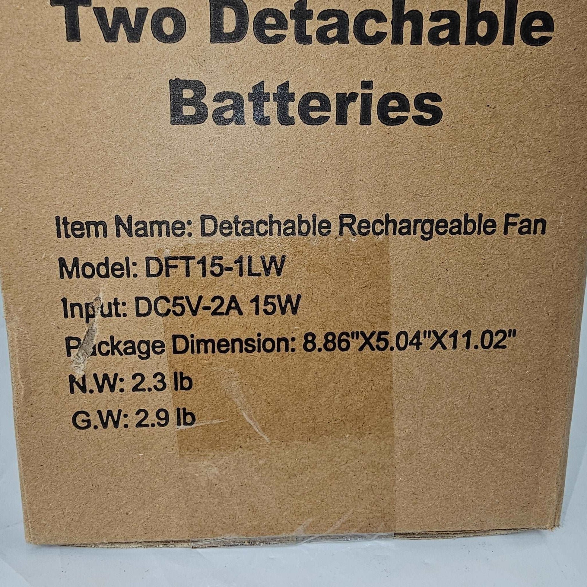 Detachable Rechargable Fan DFT15-1LW - DQ Distribution