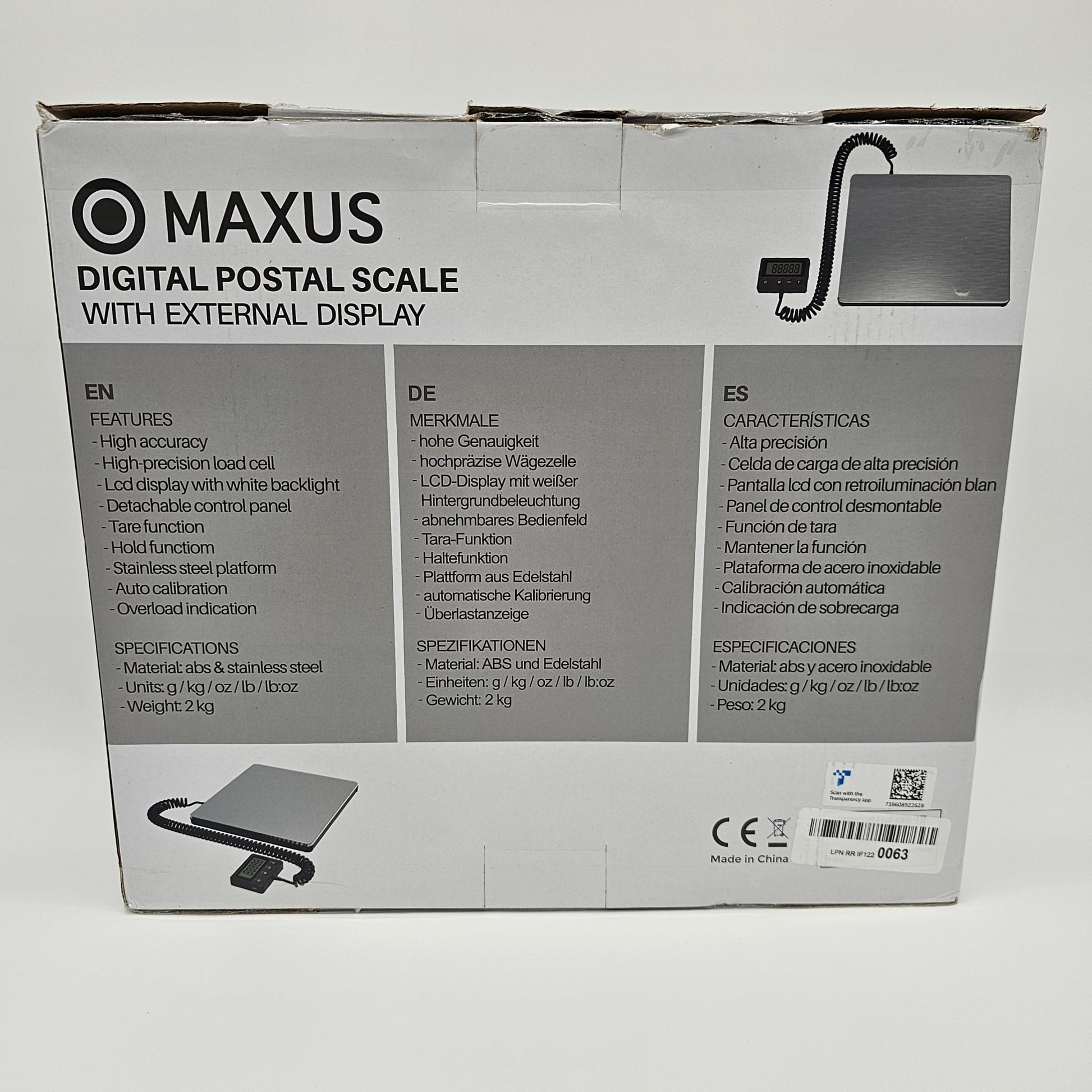 Digital Postal Scale with External display Maxus - DQ Distribution