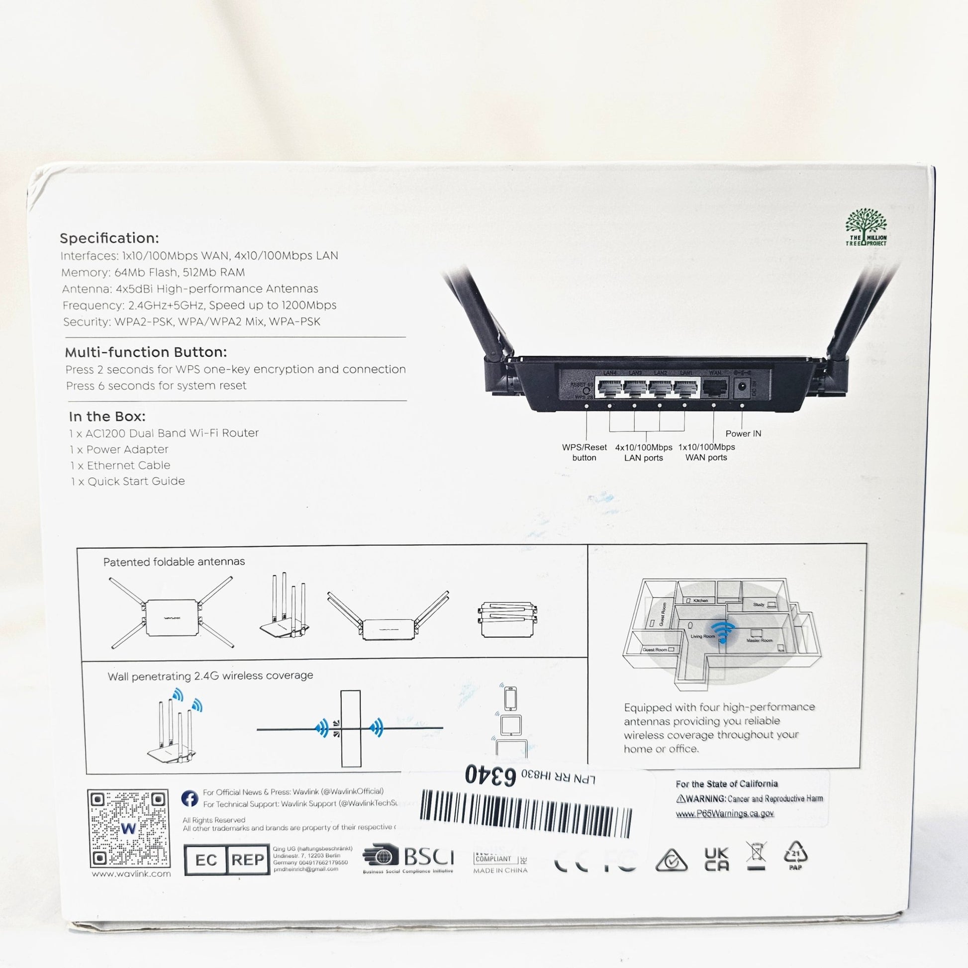 Dual Band Wi-Fi Router AC1200 Wavlink ARK D4 - DQ Distribution