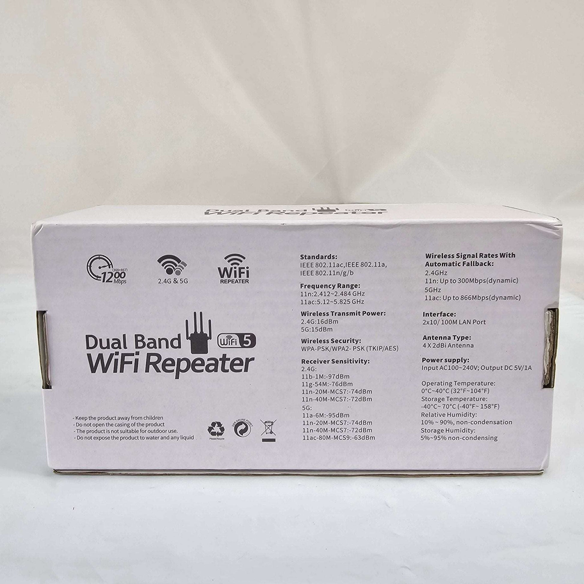 Dual Band WiFi Repeater - 1200Mbps, WiFi 5, 2.4G & 5G, Easy Setup - DQ Distribution