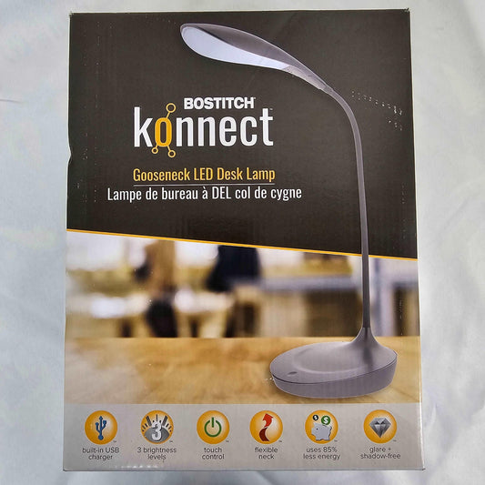 Gooseneck LED Desk Lamp konnect BOSTITCH KT-VLED1502-GRAY - DQ Distribution