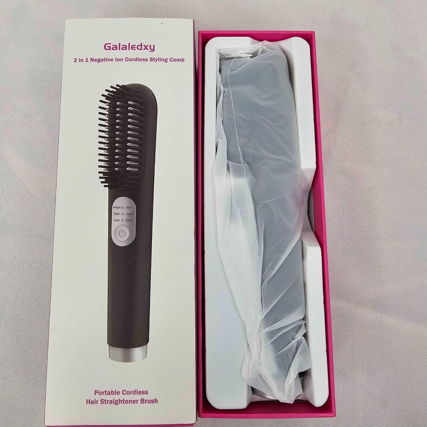 Hair Straightening Brush 2 in 1 Negative Ion Cordless Styling Comb Galaledxy GT2218 - DQ Distribution