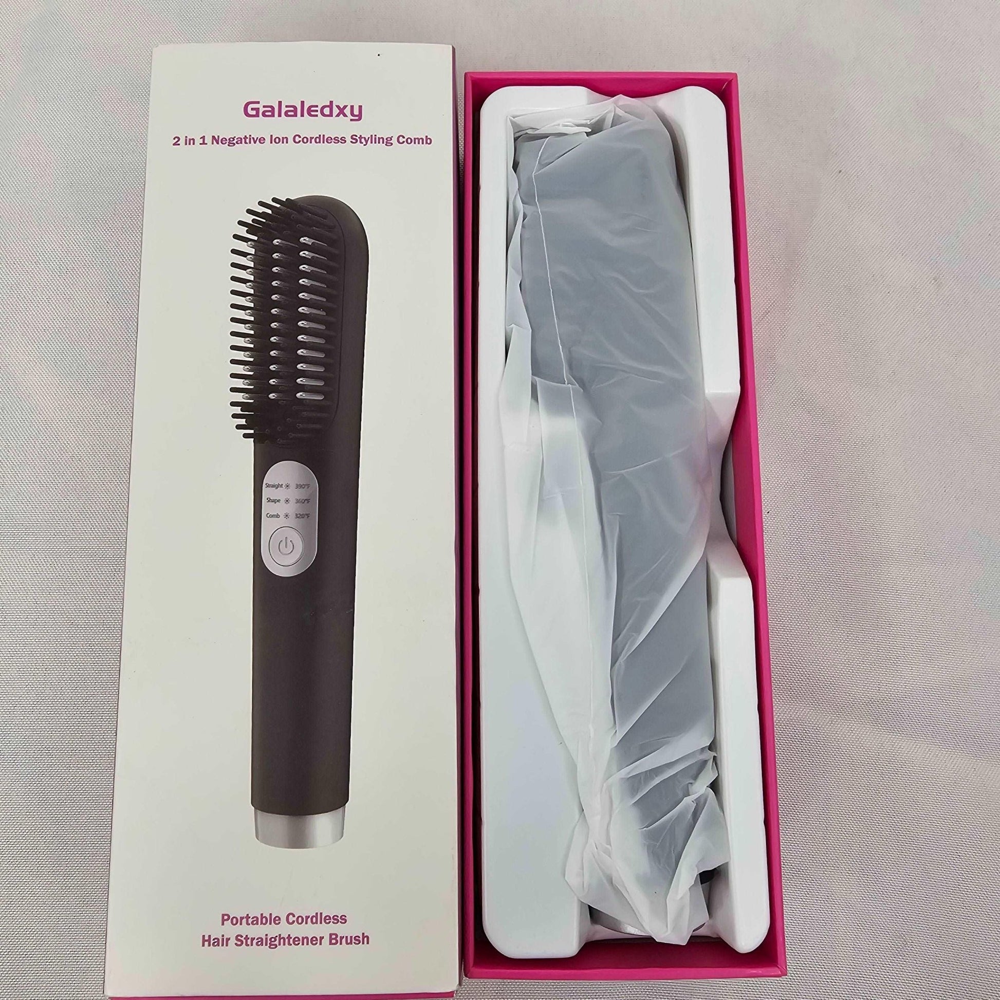 Hair Straightening Brush 2 in 1 Negative Ion Cordless Styling Comb Galaledxy GT2218 - DQ Distribution