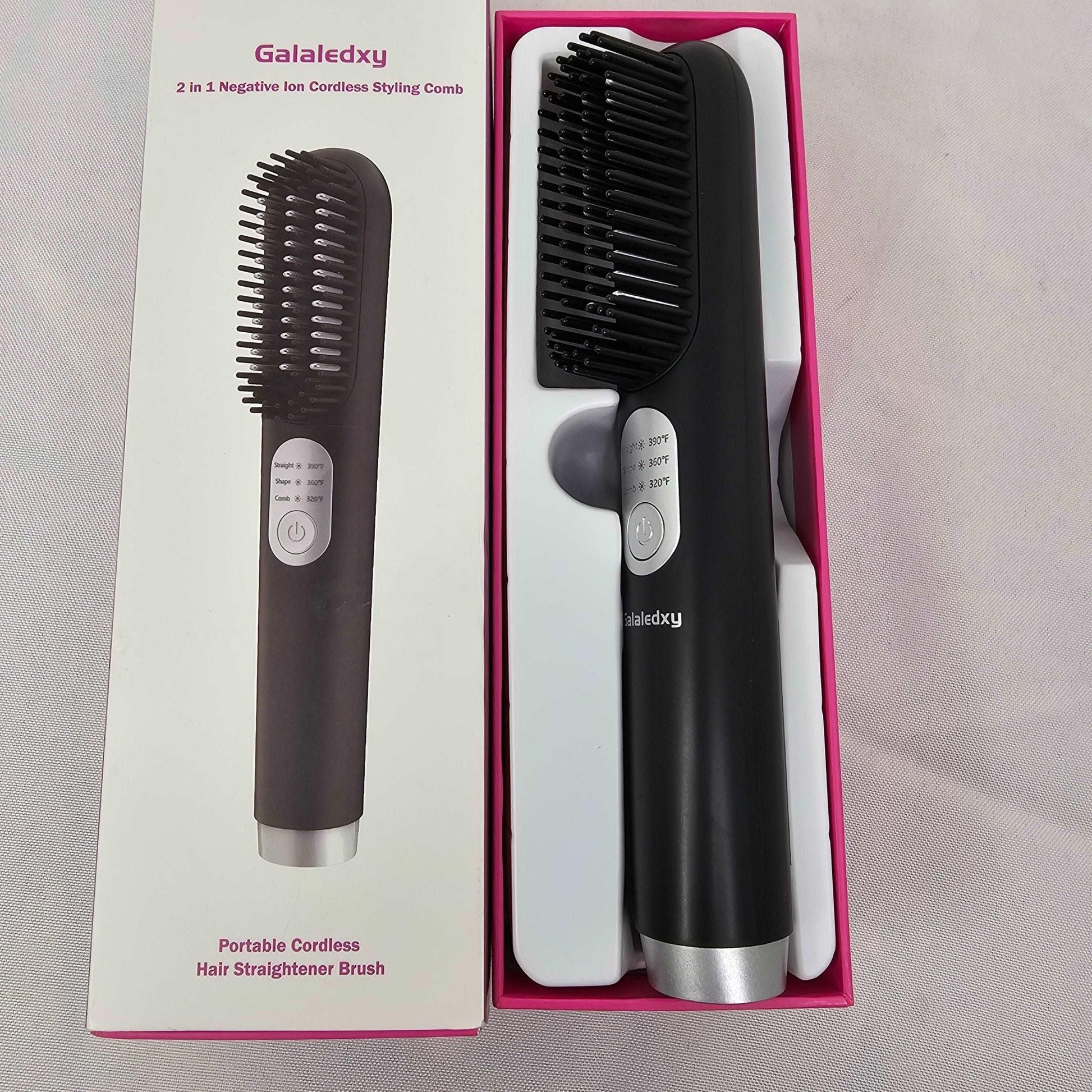 Hair Straightening Brush 2 in 1 Negative Ion Cordless Styling Comb Galaledxy GT2218 - DQ Distribution