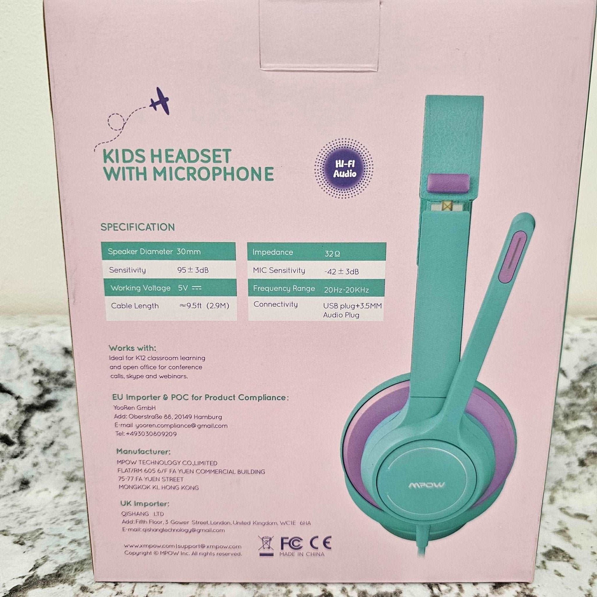 Kids Headset with Mic - Hi-Fi Audio, USB & 3.5mm, Comfortable Earpads - DQ Distribution