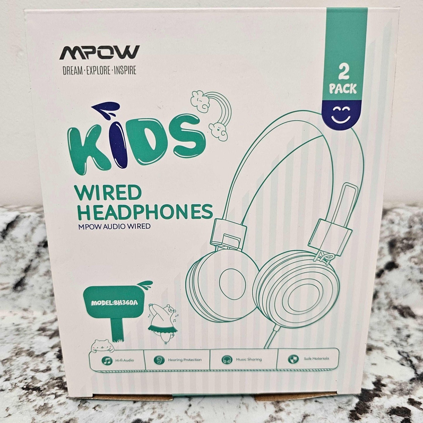 MPOW Kids Wired Headphones 2-Pack - Safe Hi-Fi Audio, Foldable, Mic - DQ Distribution