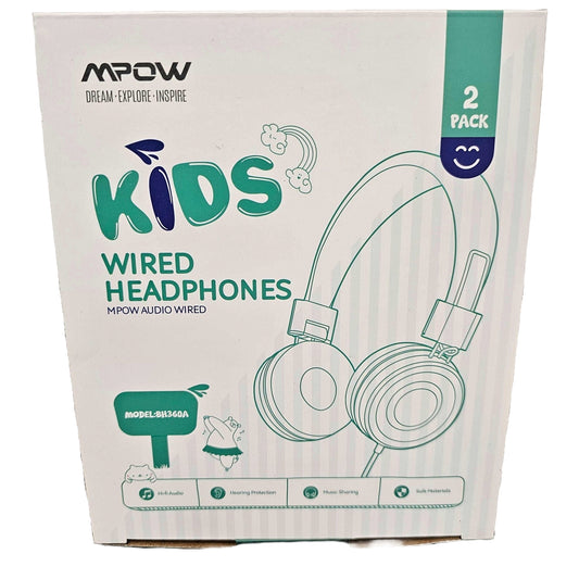 MPOW Kids Wired Headphones 2-Pack - Safe Hi-Fi Audio, Foldable, Mic - DQ Distribution