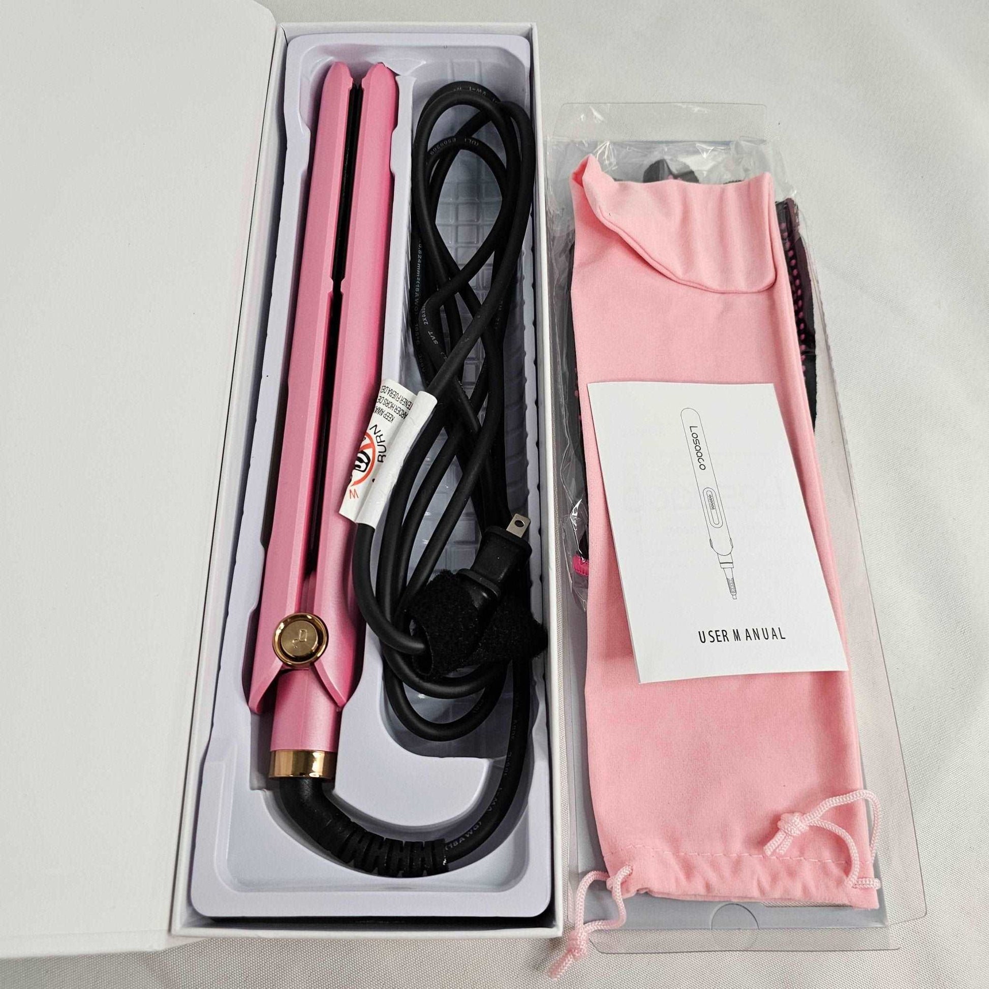 Hair Straightener, Pink, 55W Power, Dual Voltage 100-240V, AC Motor - DQ Distribution