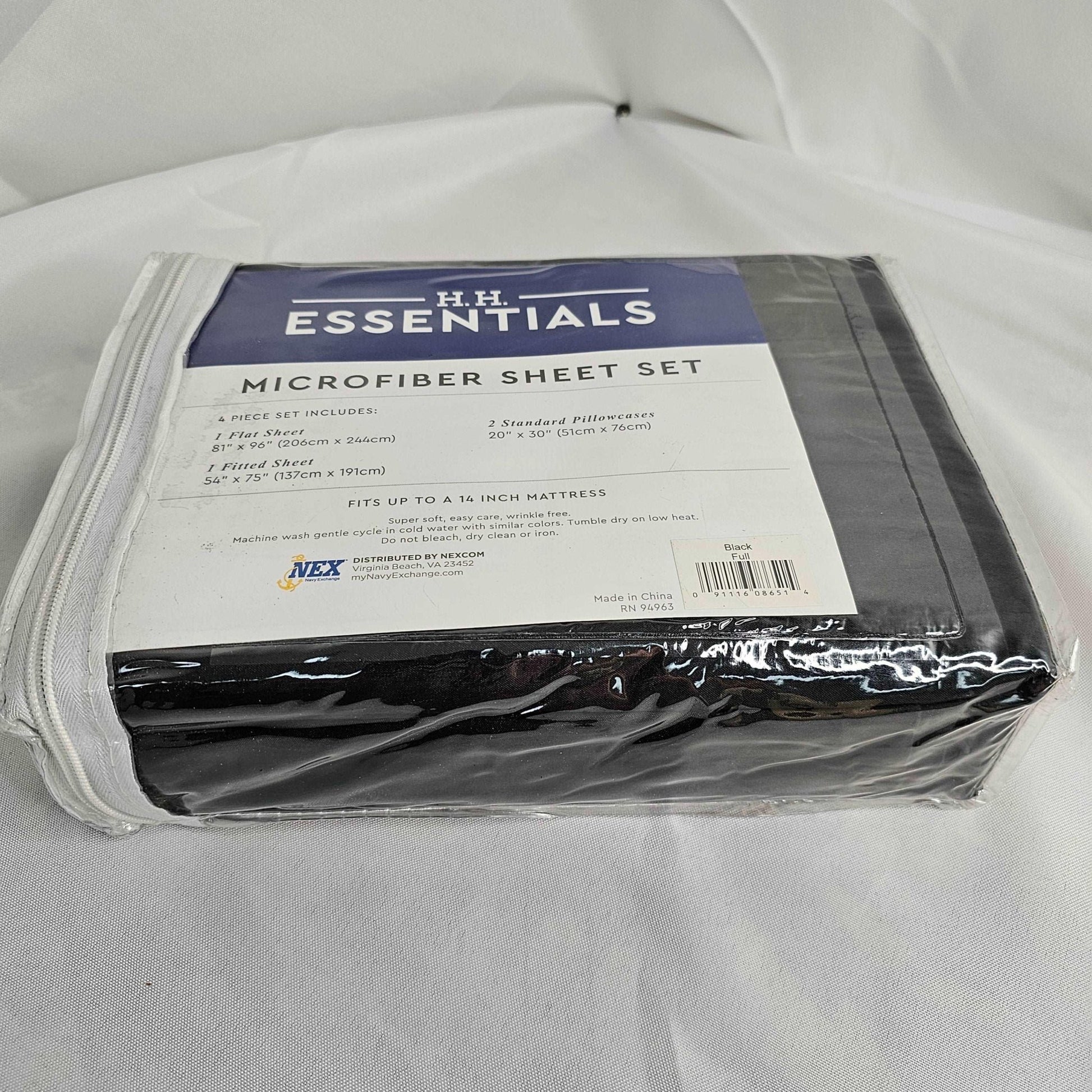 Microfiber Sheet Set Full Black H.H. Essentials - DQ Distribution