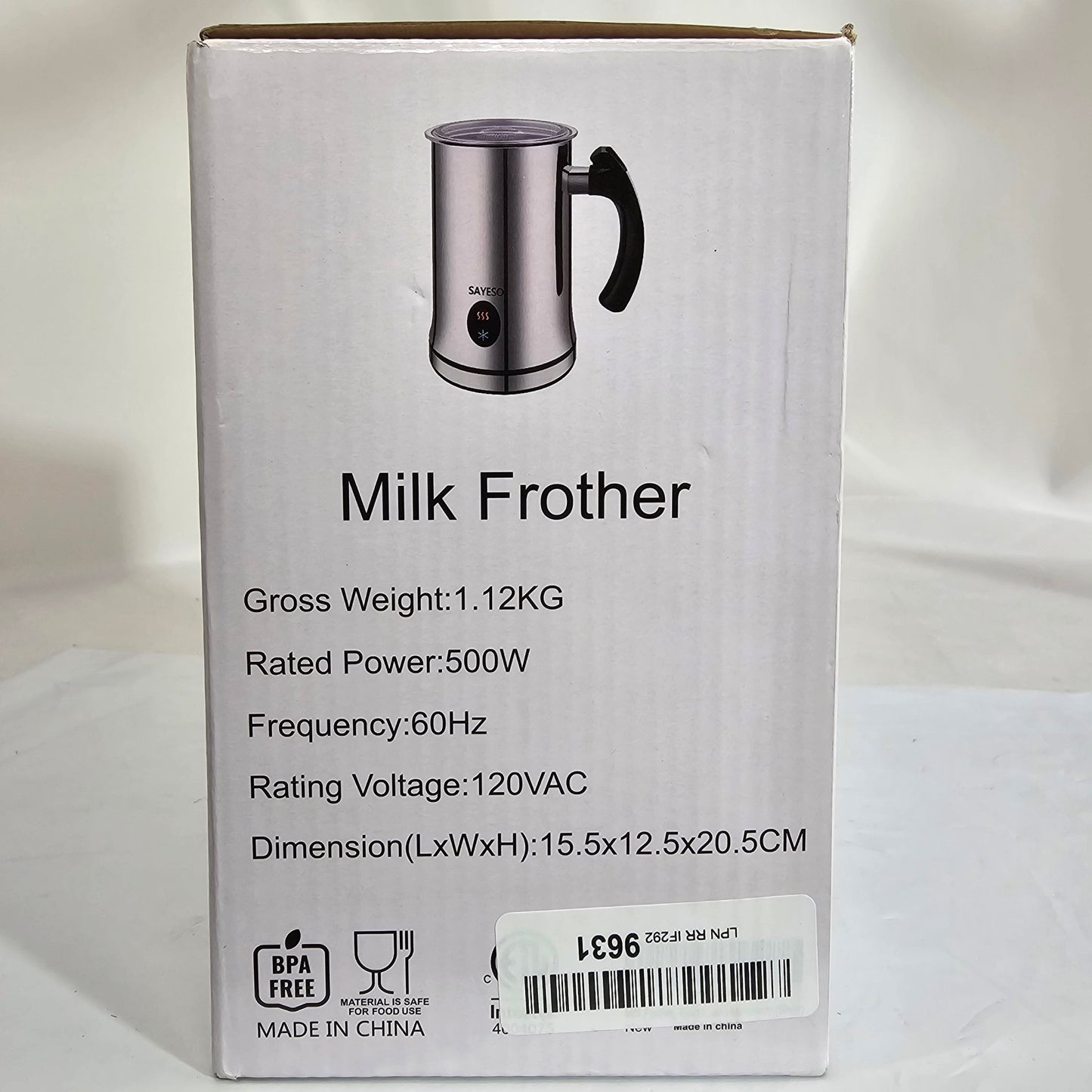 Milk Frother Silver Sayeso MMF-503-V2 - DQ Distribution