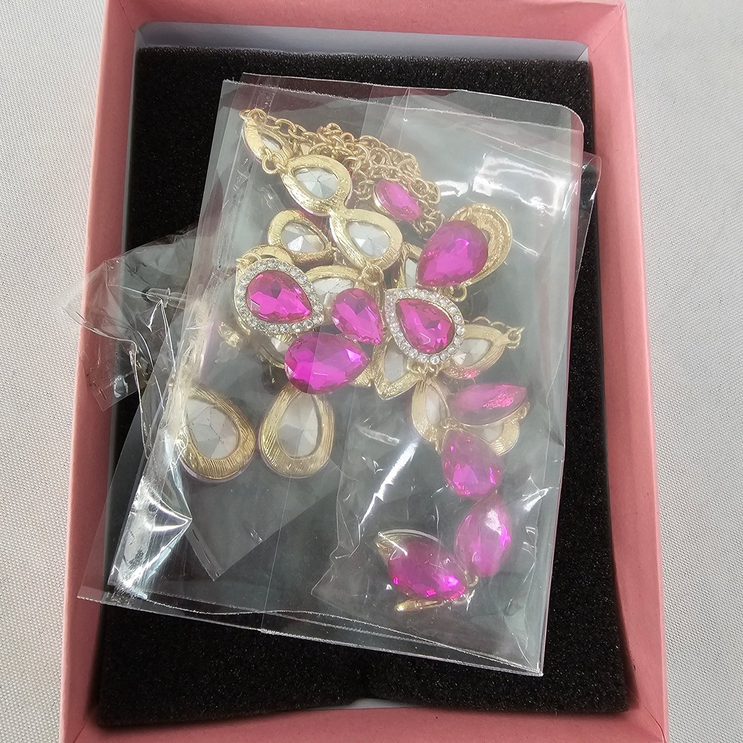 Necklace Bracelet Ear Ring Set Purple Chaoyite Jewelry - DQ Distribution