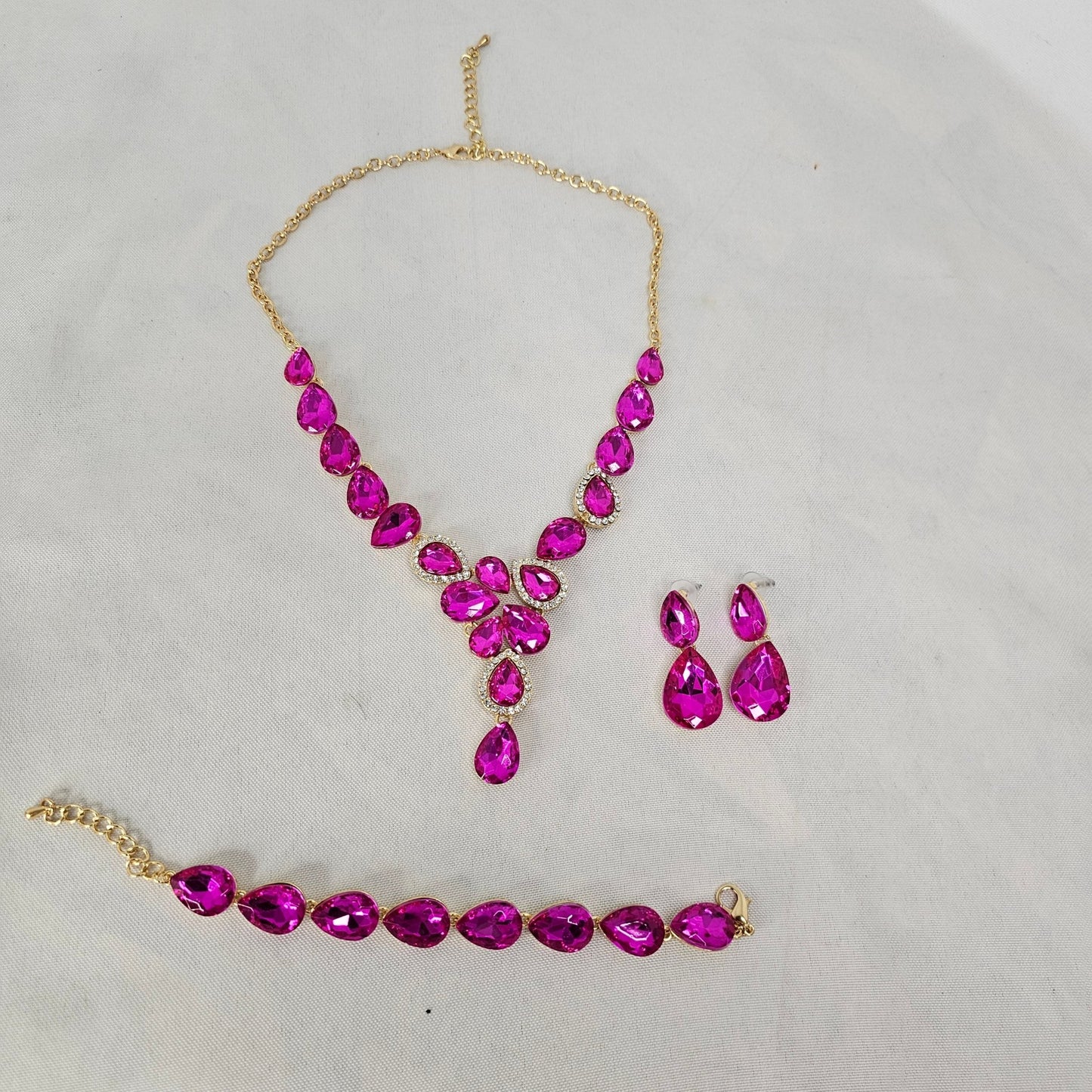 Necklace Bracelet Ear Ring Set Purple Chaoyite Jewelry - DQ Distribution