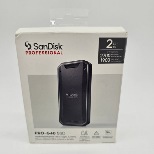 SanDisk Professional 2TB PRO-G40 SSD Up to 3000MB/s, Thunderbolt 3 (40Gbps), USB-C (10Gbps), IP68 dust/Water Resistance, External Solid State Drive - DQ Distribution