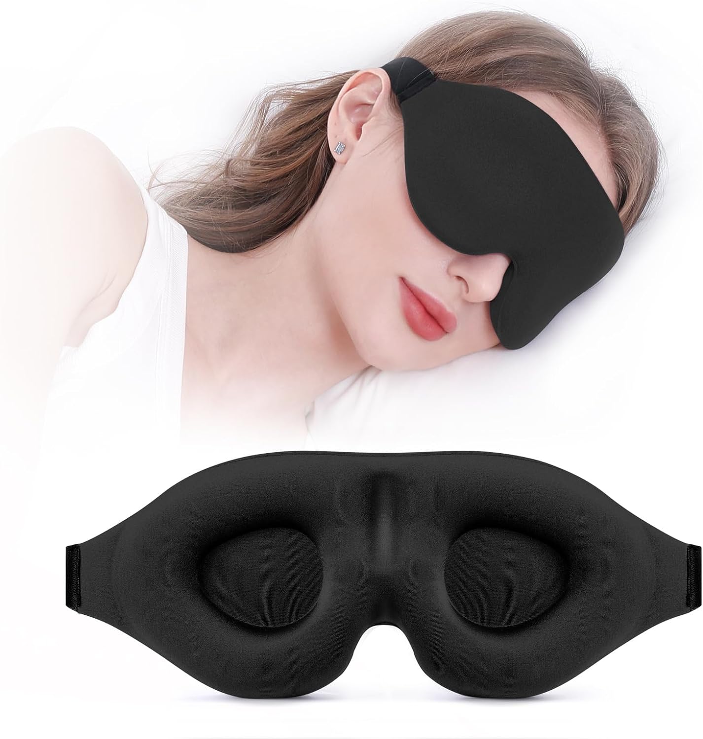 Sleep Mask for Side Sleepers, 100% Light Blocking 3D Eye Mask, Soft Breathable Eye Cover for Women & Men, Zero Pressure Night Blindfold