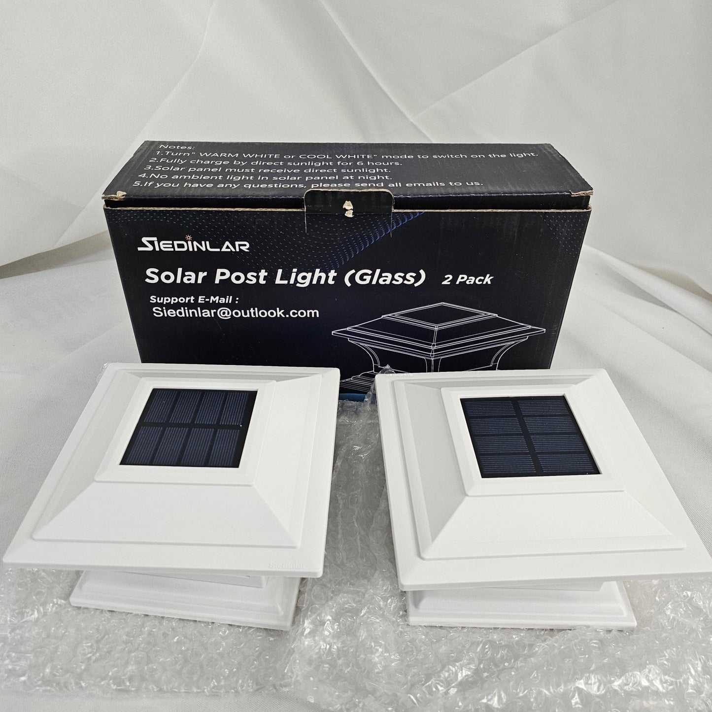 Solar Post Light (Glass) 2 Pack Siedinlar - DQ Distribution