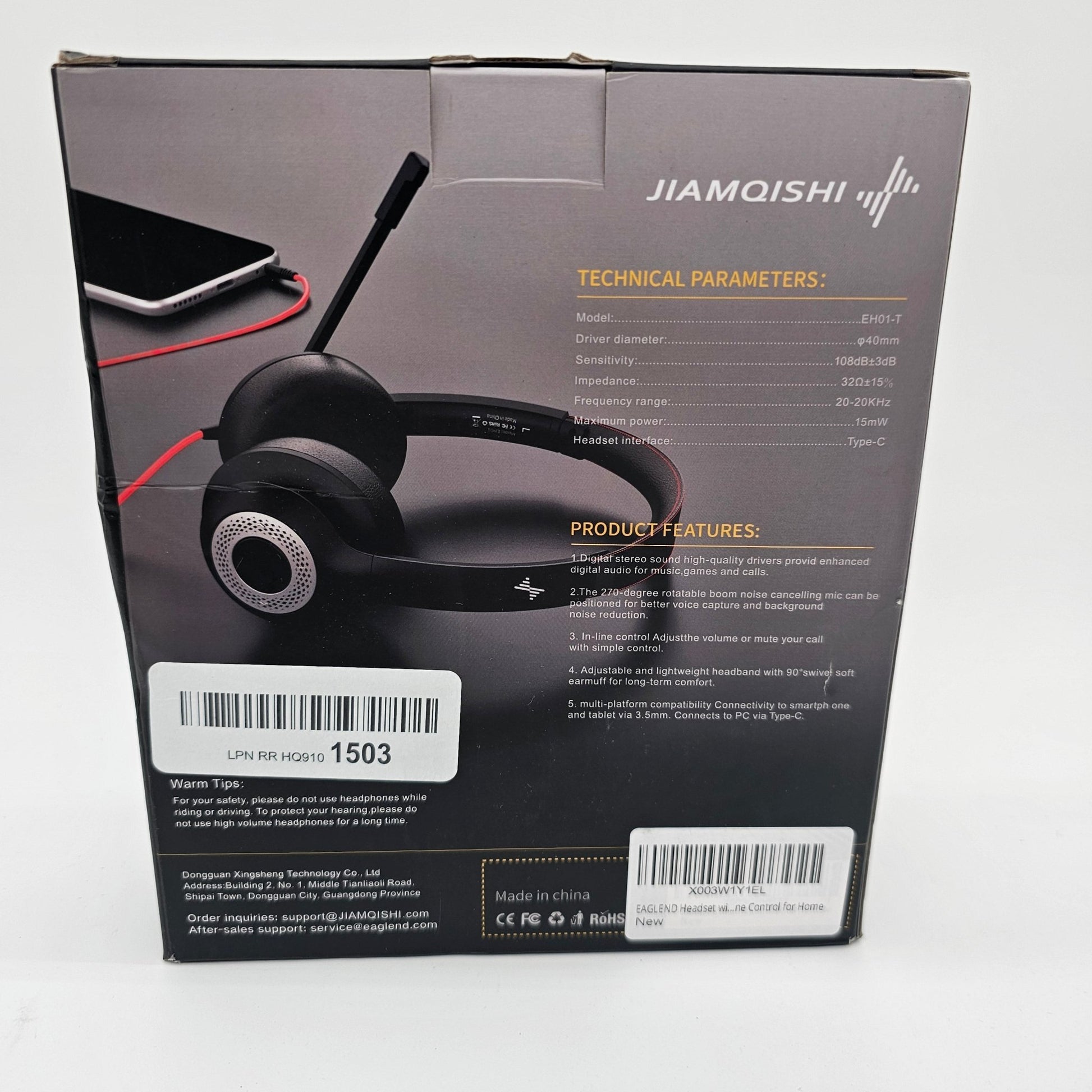 Type C 3.5mm Headset EH01-T JIAMQISHI - DQ Distribution