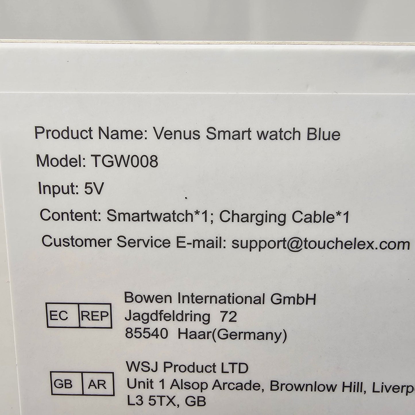 Venus Smart Watch Blue Touchelex TGW008 - DQ Distribution