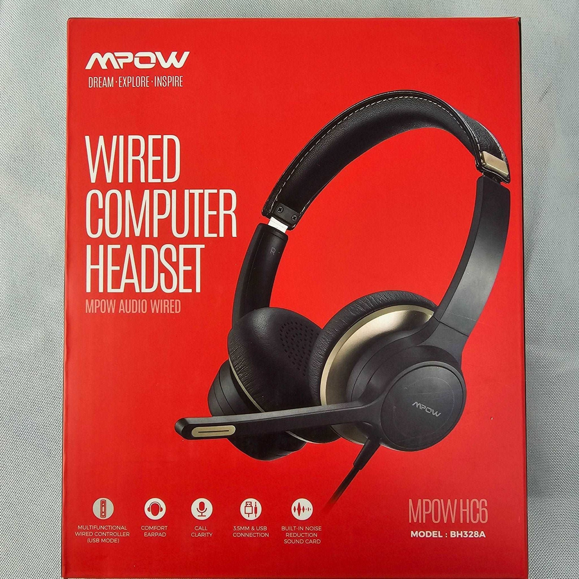 Comfort Wired Computer Headset - USB & 3.5mm, Black/Gold, Noise Reduction - DQ Distribution