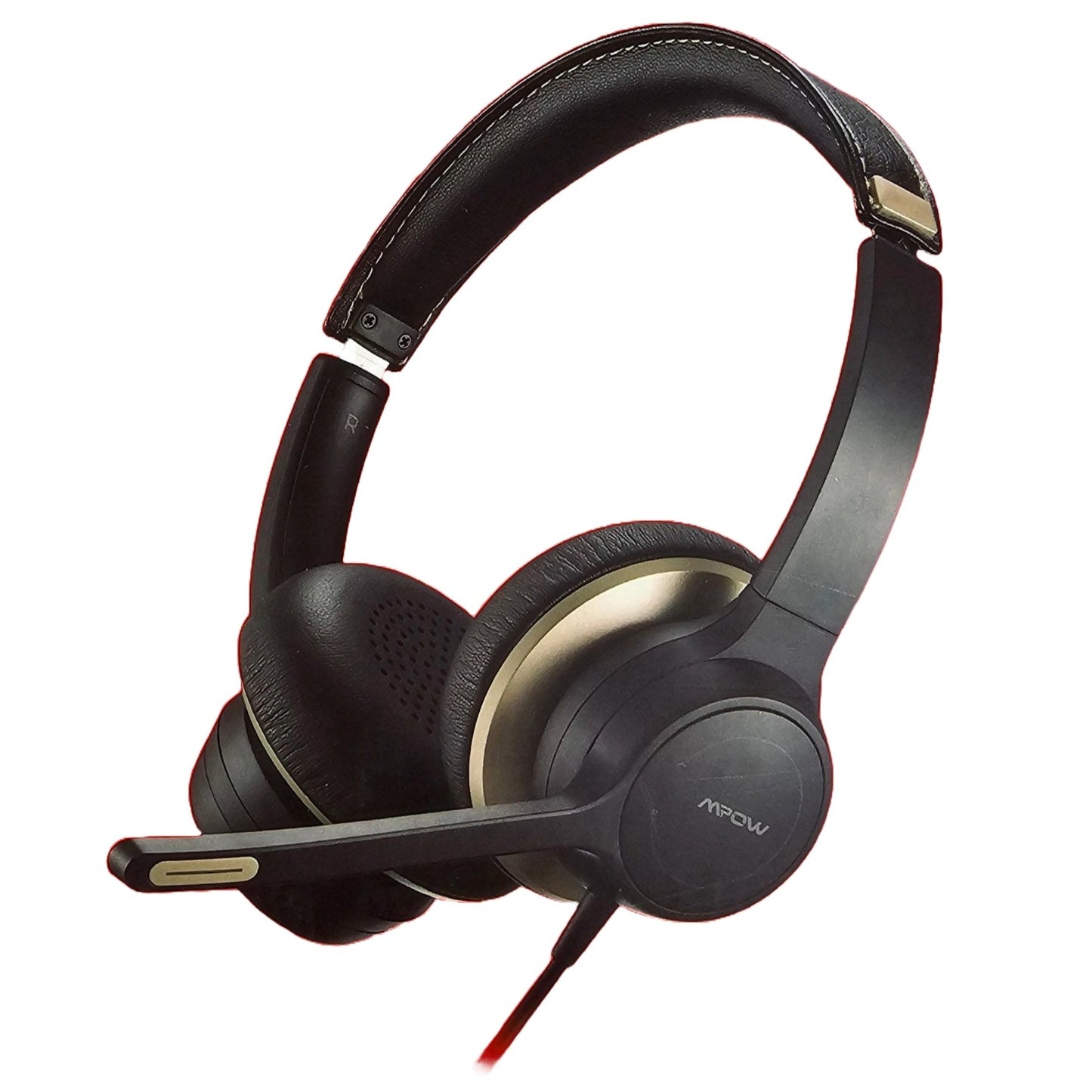 Comfort Wired Computer Headset - USB & 3.5mm, Black/Gold, Noise Reduction - DQ Distribution