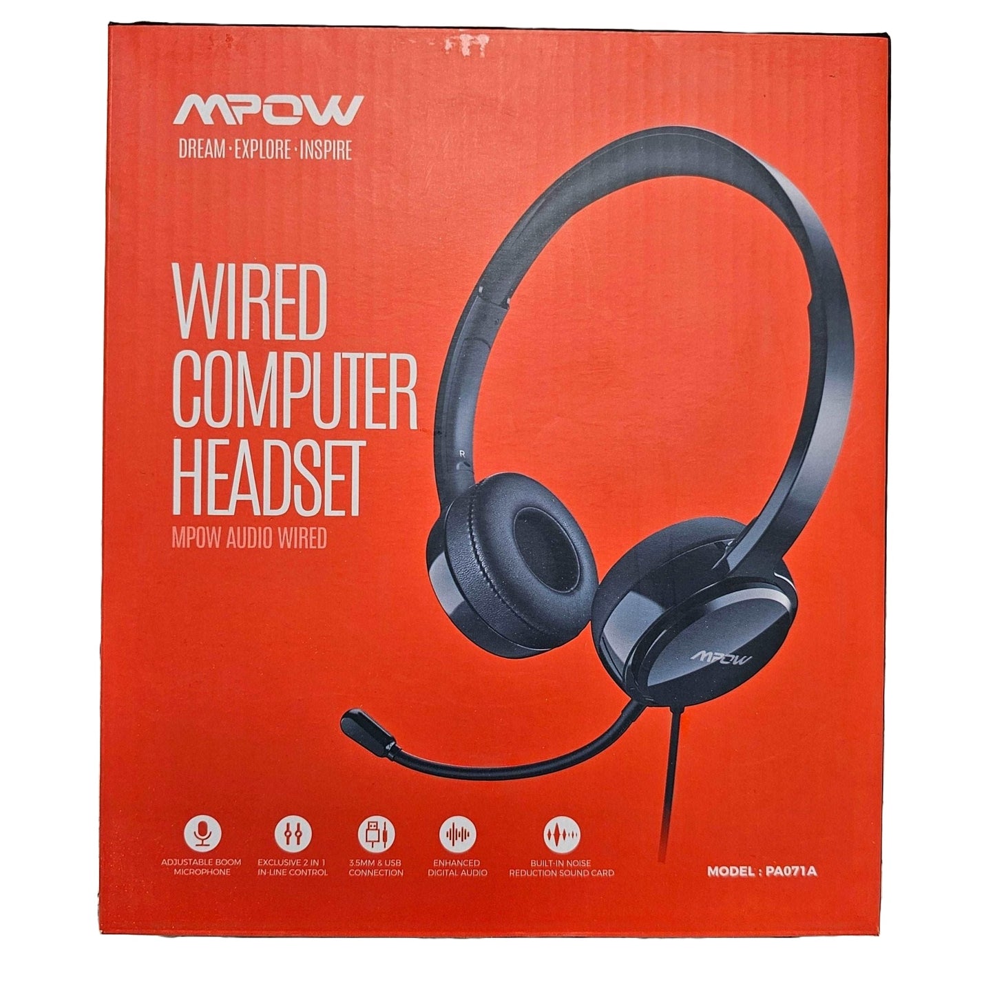 Wired Computer Headset - Enhanced Digital Audio, Noise Reduction Versatile Black