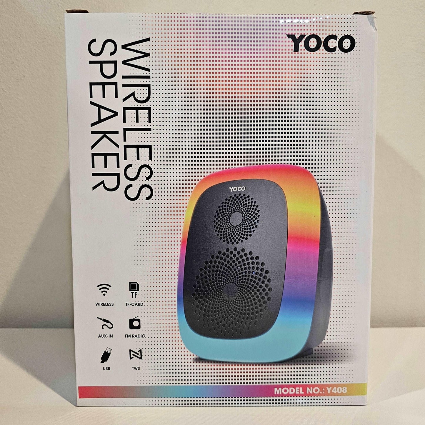 Yoco Y408 Wireless Bluetooth Speaker with RGB LED Lights, FM Radio, and TF-Card Support - DQ Distribution