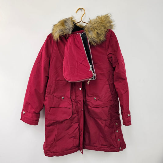 Women's Maternity winter coat with 3-1 thickened fleece - Maacie Wine Red Small - DQ Distribution